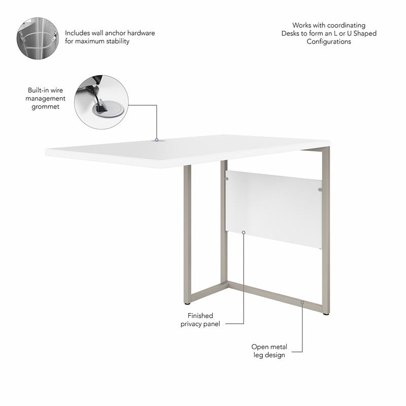 Pemberly Row 42W x 24D Desk Return/Bridge in White - Engineered Wood
