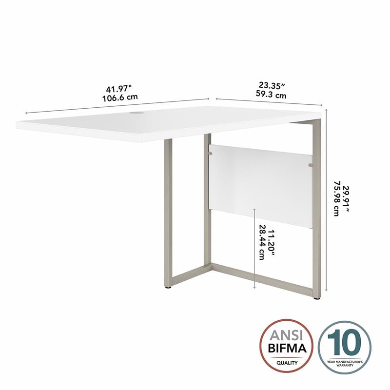 Pemberly Row 42W x 24D Desk Return/Bridge in White - Engineered Wood