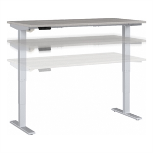 Pemberly Row 60W x 30D Adjustable Desk in Platinum Gray - Engineered Wood