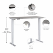 Pemberly Row 60W x 30D Adjustable Desk in Platinum Gray - Engineered Wood