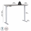 Pemberly Row 60W x 30D Adjustable Desk in Platinum Gray - Engineered Wood