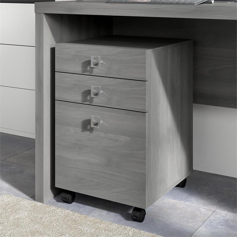 Pemberly Row 3 Drawer Mobile File Cabinet in Modern Gray - Engineered Wood