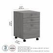 Pemberly Row 3 Drawer Mobile File Cabinet in Modern Gray - Engineered Wood