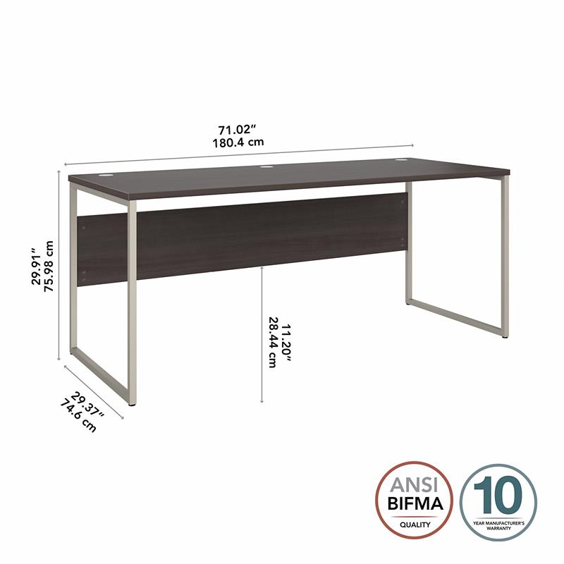 Pemberly Row 72W x 30D Computer Table Desk in Storm Gray - Engineered Wood