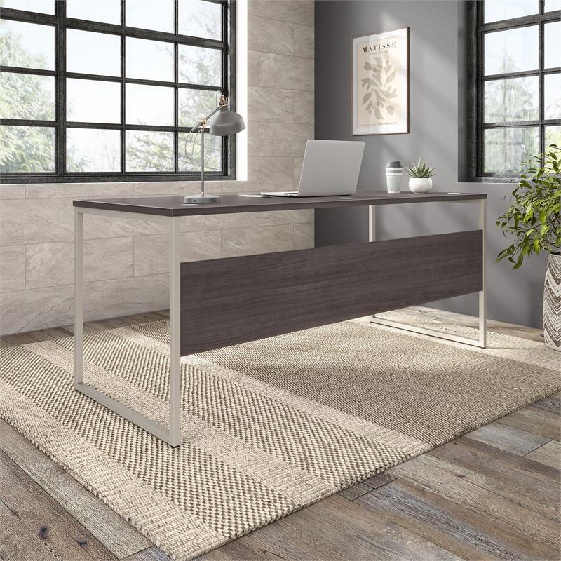 Pemberly Row 72W x 30D Computer Table Desk in Storm Gray - Engineered Wood