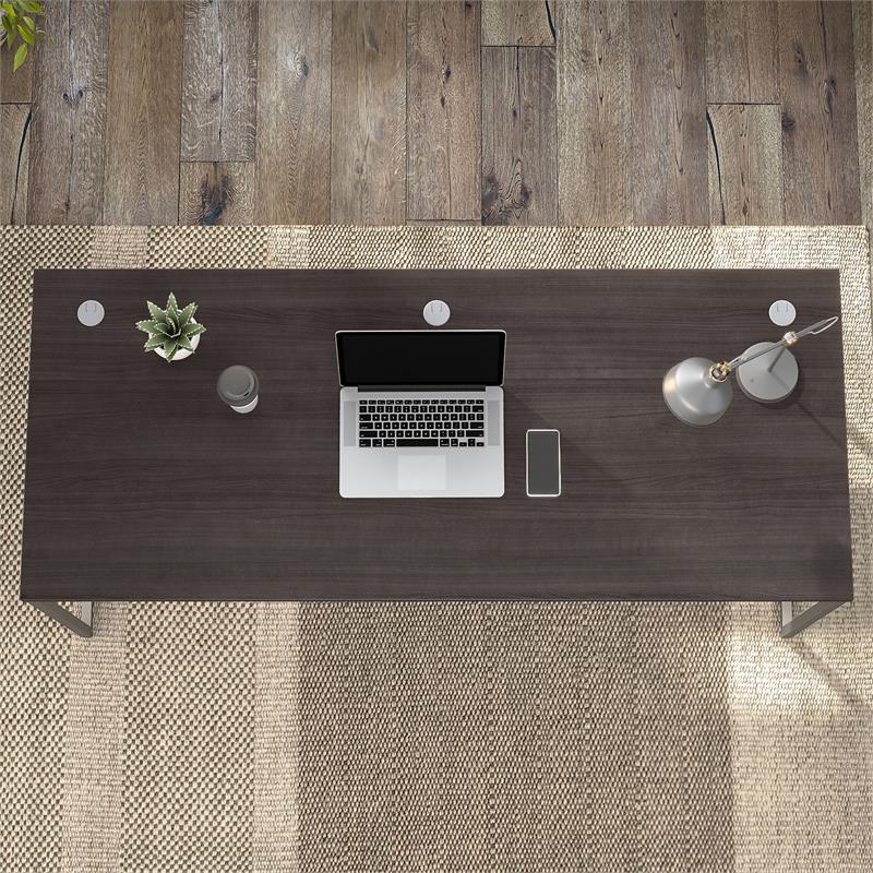 Pemberly Row 72W x 30D Computer Table Desk in Storm Gray - Engineered Wood