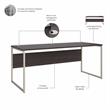 Pemberly Row 72W x 30D Computer Table Desk in Storm Gray - Engineered Wood