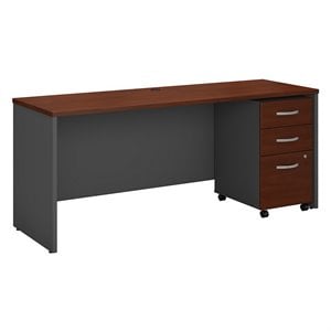 Pemberly Row 72W x 24D Engineered Wood Office Desk with Drawers in Hansen Cherry