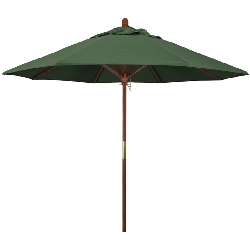 Pemberly Row 9' Olefin Push Lift Patio Umbrella in Hunter Green