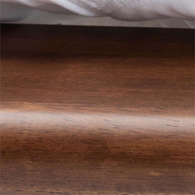 Pemberly Row Mid-Century Wood Queen Size Bed Frame in Walnut Brown