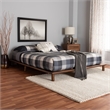 Pemberly Row Mid-Century Wood Queen Size Bed Frame in Walnut Brown