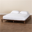 Pemberly Row Mid-Century Wood Queen Size Bed Frame in Walnut Brown