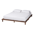 Pemberly Row Mid-Century Wood Queen Size Bed Frame in Walnut Brown