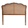 Pemberly Row Wood & Rattan King Size Headboard in Ash Walnut