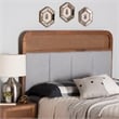 Pemberly Row Wood & Fabric King Size Headboard in Walnut and Gray