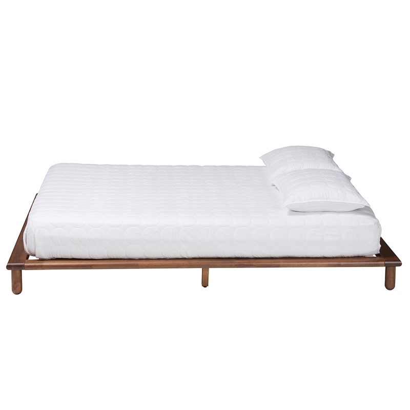 Pemberly Row Modern Walnut Brown Finished Wood King Size Bed Frame