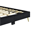 Pemberly Row Solid Wood & Velvet Twin Size Platform Bed in Black