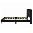 Pemberly Row Solid Wood & Velvet Full Size Platform Bed in Black