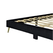 Pemberly Row Solid Wood & Velvet Full Size Platform Bed in Black