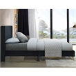 Pemberly Row Solid Wood & Velvet Full Size Platform Bed in Black