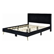 Pemberly Row Solid Wood & Velvet Full Size Platform Bed in Black