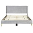 Pemberly Row Solid Wood & Velvet Full Size Platform Bed in Gray