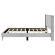 Pemberly Row Solid Wood & Velvet Full Size Platform Bed in Gray
