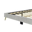 Pemberly Row Solid Wood & Velvet Full Size Platform Bed in Gray
