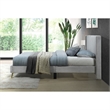 Pemberly Row Solid Wood & Velvet Full Size Platform Bed in Gray