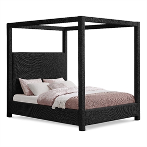 Pemberly Row Modern / Contemporary Black Boucle Fabric King Bed