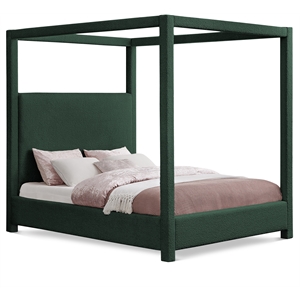 Pemberly Row Modern / Contemporary Green Boucle Fabric Queen Bed