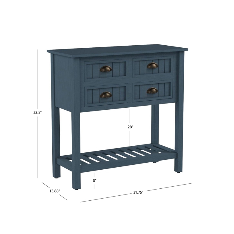 Pemberley Row Wood Dark Teal Console Rectangular Vintage Charm 31.75