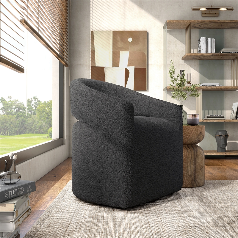 Pemberly Row Fabric Armchair with Curved Armrests in Charcoal