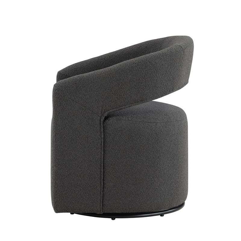 Pemberly Row Fabric Armchair with Curved Armrests in Charcoal