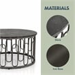 Pemberly Row Contemporary Round Modern Metal Coffee Table in Black