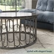 Pemberly Row Contemporary Round Modern Metal Coffee Table in Black