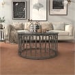 Pemberly Row Contemporary Round Modern Metal Coffee Table in Black