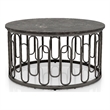 Pemberly Row Contemporary Round Modern Metal Coffee Table in Black