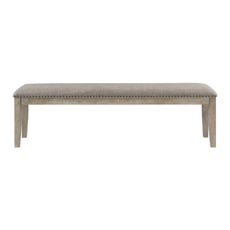 Pemberly Row Contemporary Wood and Fabric Bench in Brownish Gray