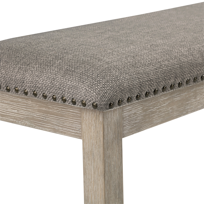 Pemberly Row Contemporary Wood and Fabric Bench in Brownish Gray