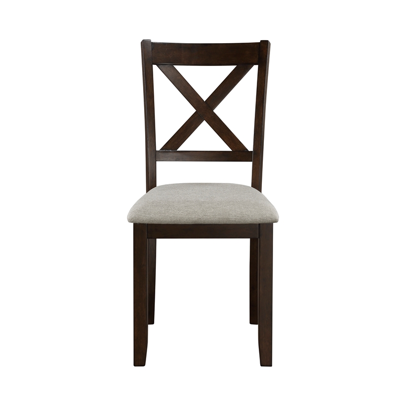 Pemberly Row 7-Piece Wood and Fabric Dining Set in Dark Cherry