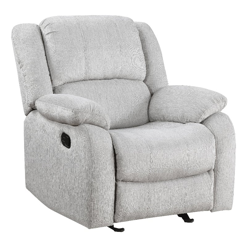 Pemberly Row Upholstered Glider Manual Recliner Chair in Gray