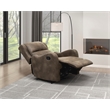 Pemberly Row Polished Microfiber Manual Recliner Chair in Brown