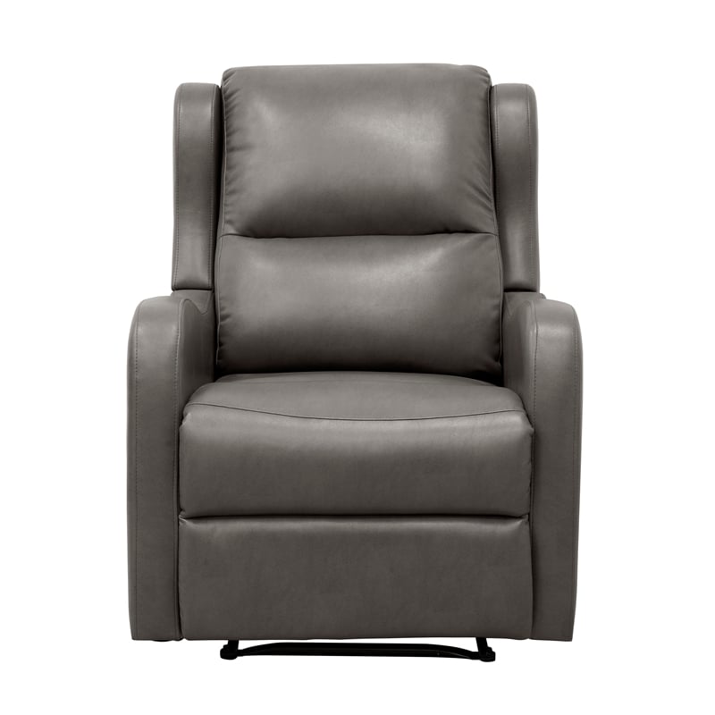 Pemberly Row Contemporary Faux Leather Manual Recliner Chair in Gray