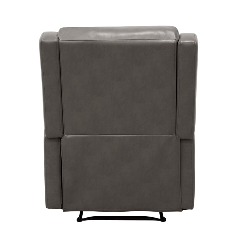 Pemberly Row Contemporary Faux Leather Manual Recliner Chair in Gray