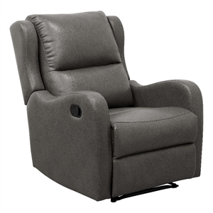 Pemberly Row Contemporary Faux Leather Manual Recliner Chair in Gray