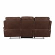 Pemberly Row Faux Leather Double Manual Reclining Sofa in Brown