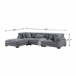 Pemberly Row 4-Piece CorduModular Sectional with Ottoman in Gray