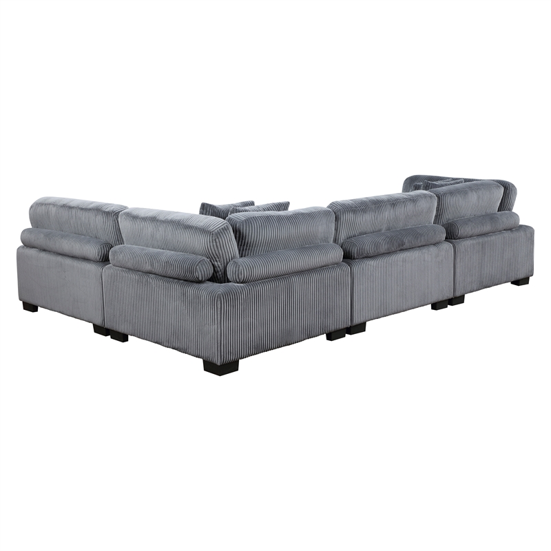 Pemberly Row 4-Piece CorduUpholstered Modular Sectional in Gray