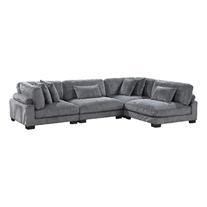 Pemberly Row 4-Piece CorduUpholstered Modular Sectional in Gray